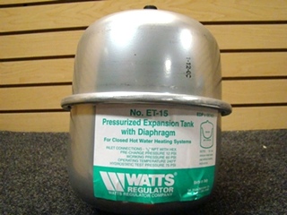 USED RV/MOTORHOME WATTS REGULATOR PRESSURIZED EXPANSION TANK